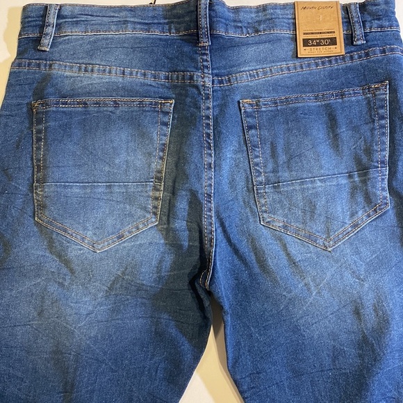 Modern Culture SZ 36 x 34 Distressed Moto Style Denim Blue Jeans New S - Picture 4 of 15